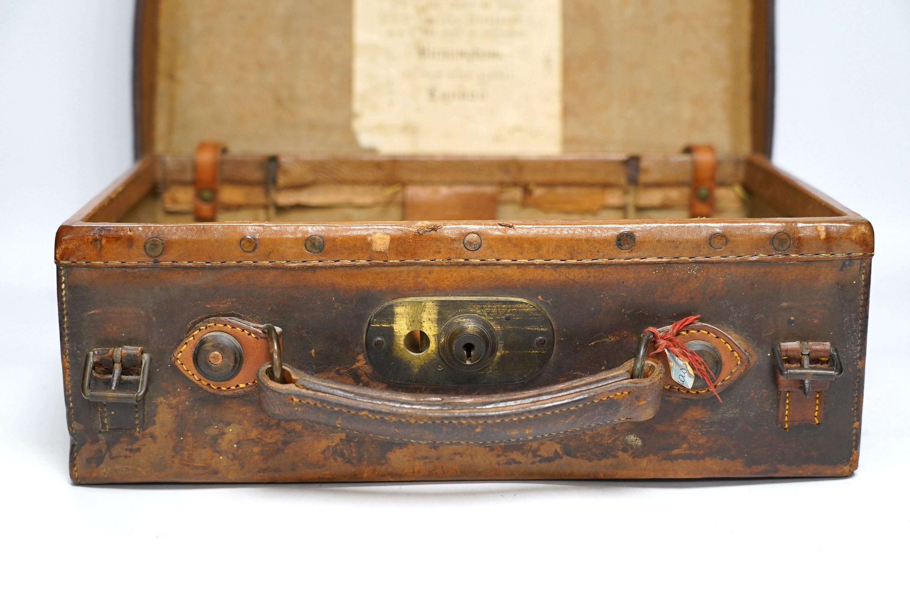 A Victorian Westley Richards & Co leather ammunition case, 38 x 26 x 13cm. Condition - fair